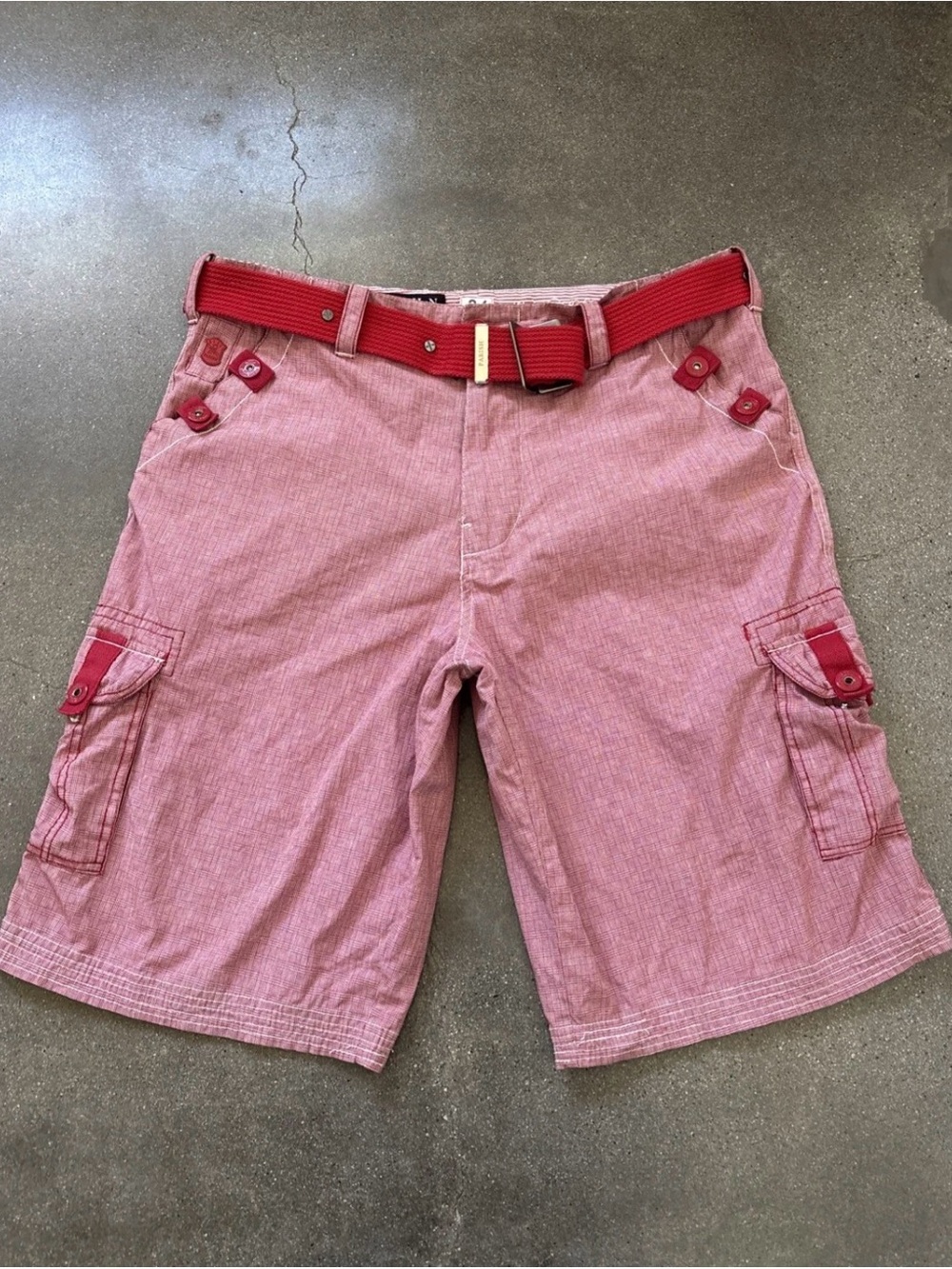 Men's Red Cargo Shorts with Coordinating Belt